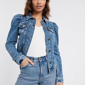 NEW River Island Puff Shoulder Blue Denim Jacket